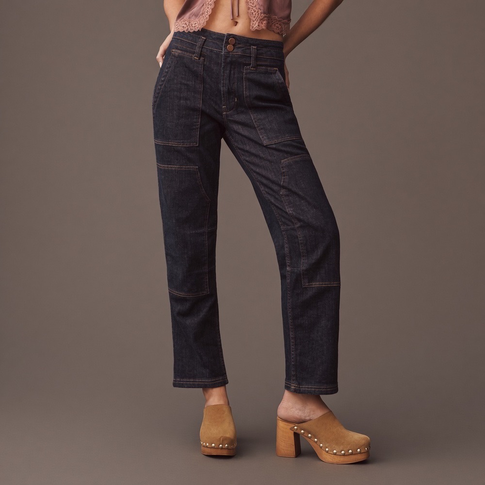 Anthropologie Pilcro The Wanderer Mid-Rise Relaxed Jeans 26 Double Knee Utility